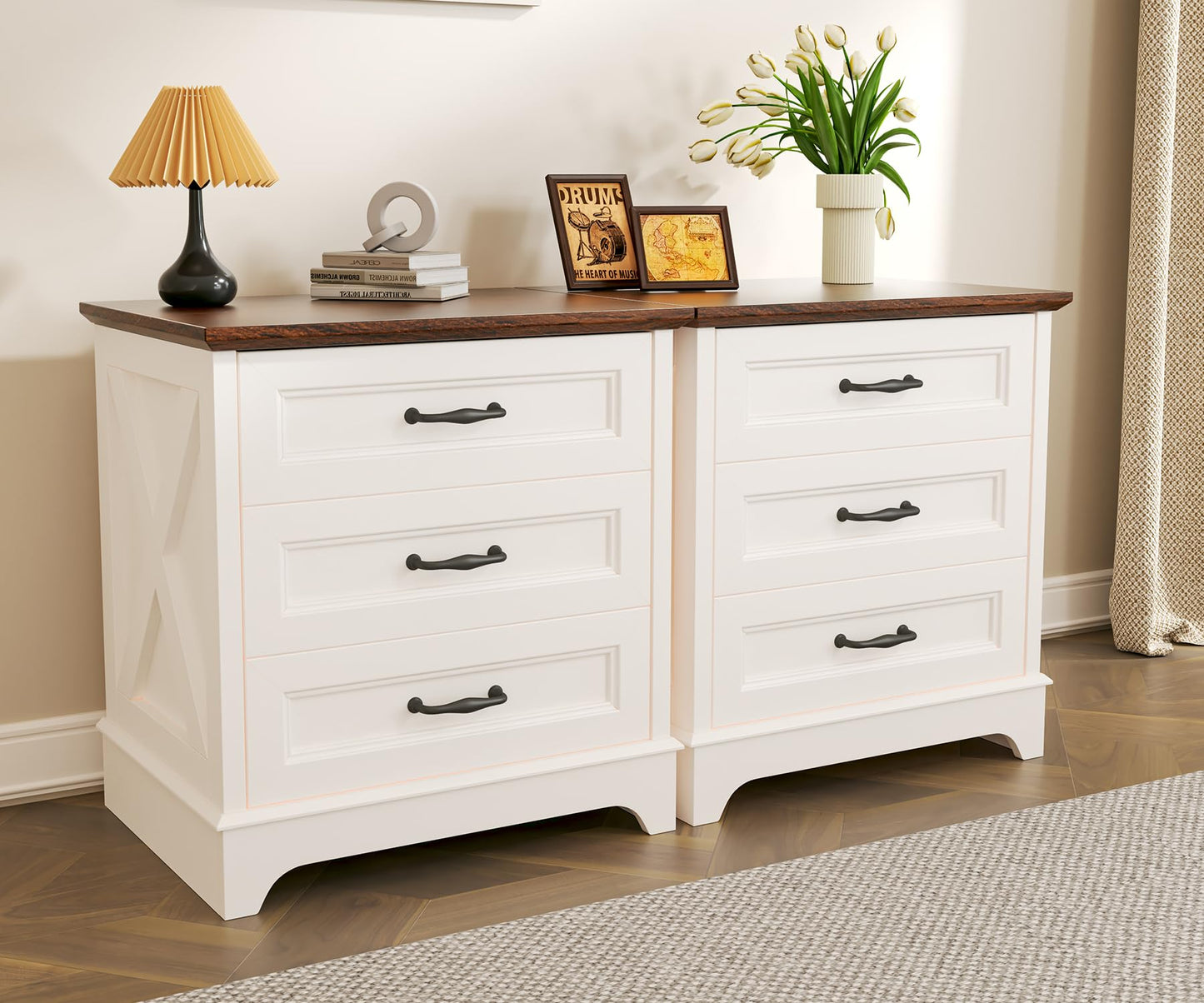 Farmhouse Nightstand – 3 Drawers