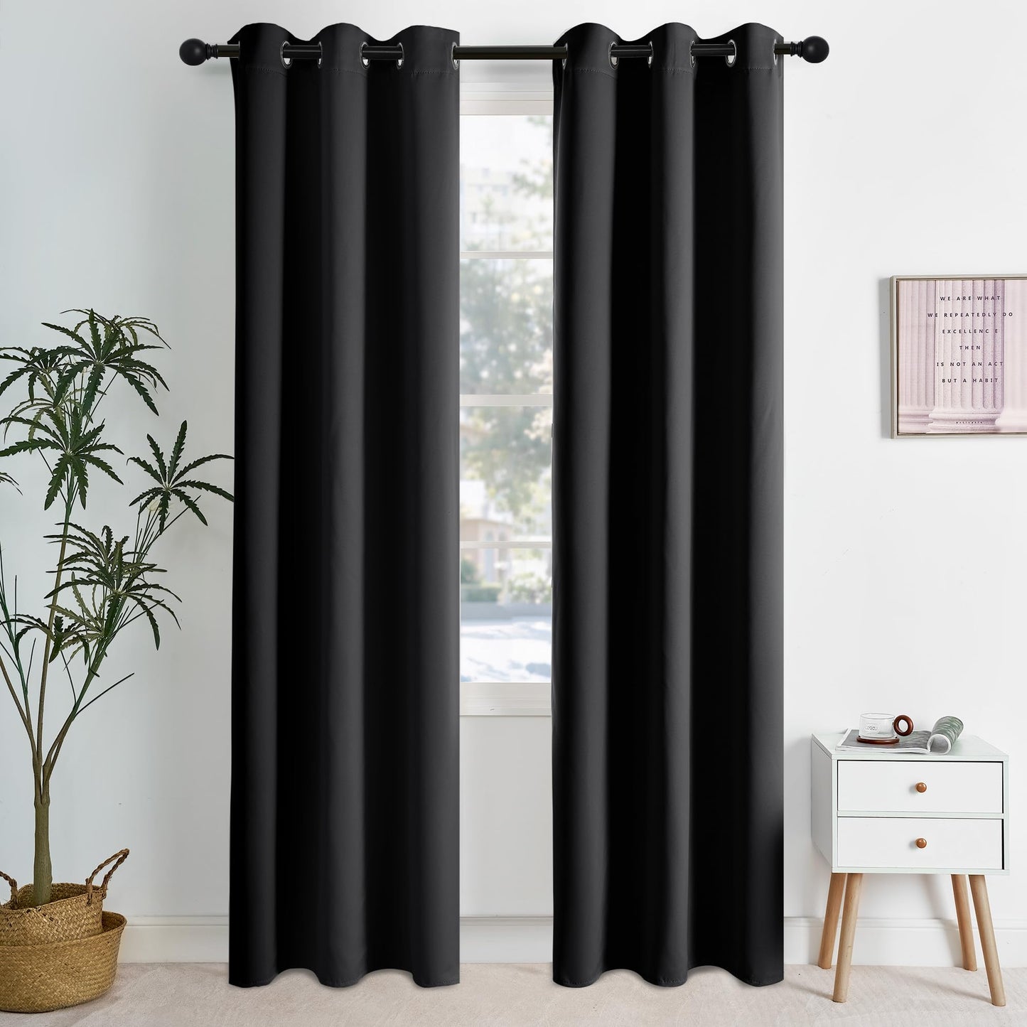 NICETOWN Blackout Curtains – 2 Panels, Grey, 63"