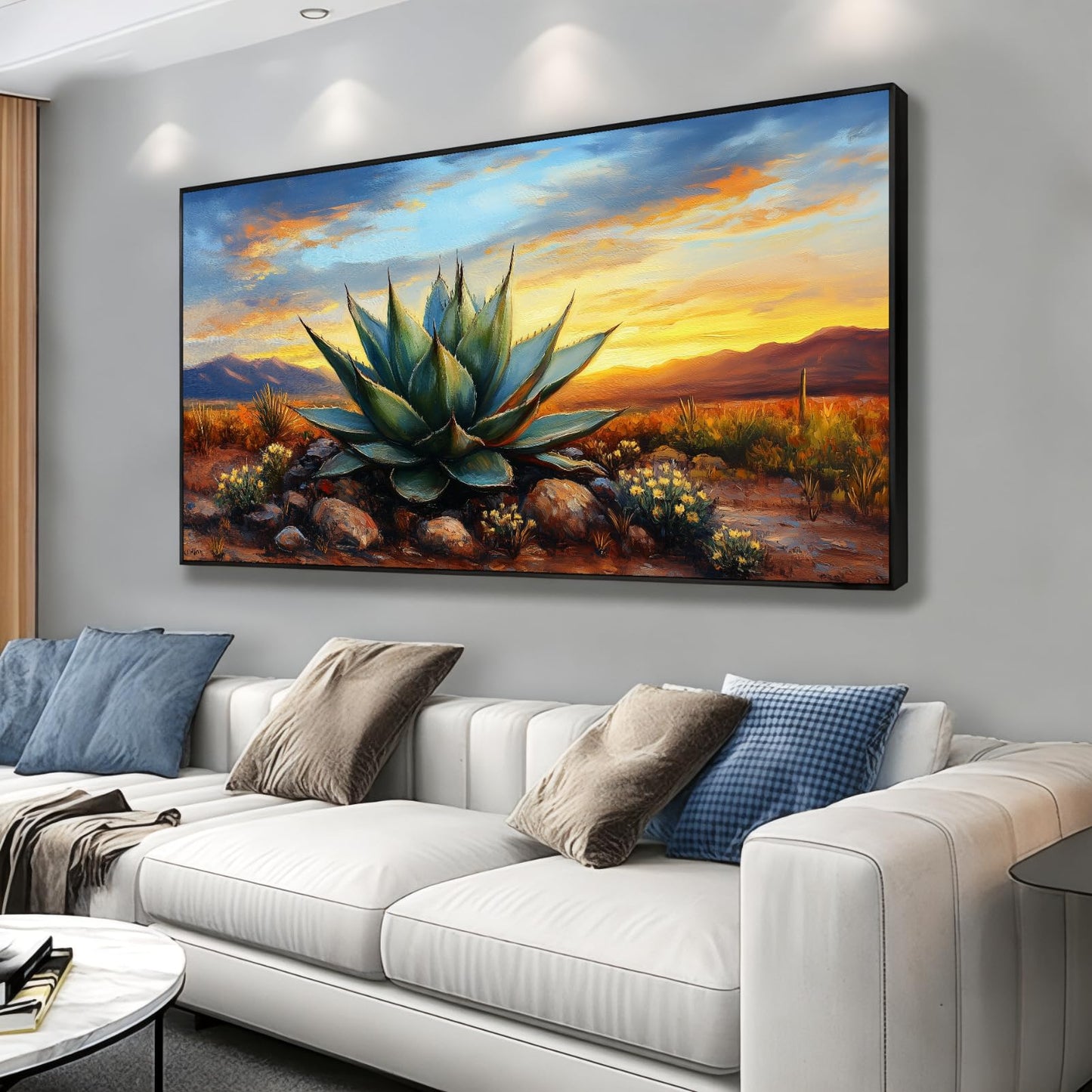 Agave Western Wall Art, 74"x40", Framed