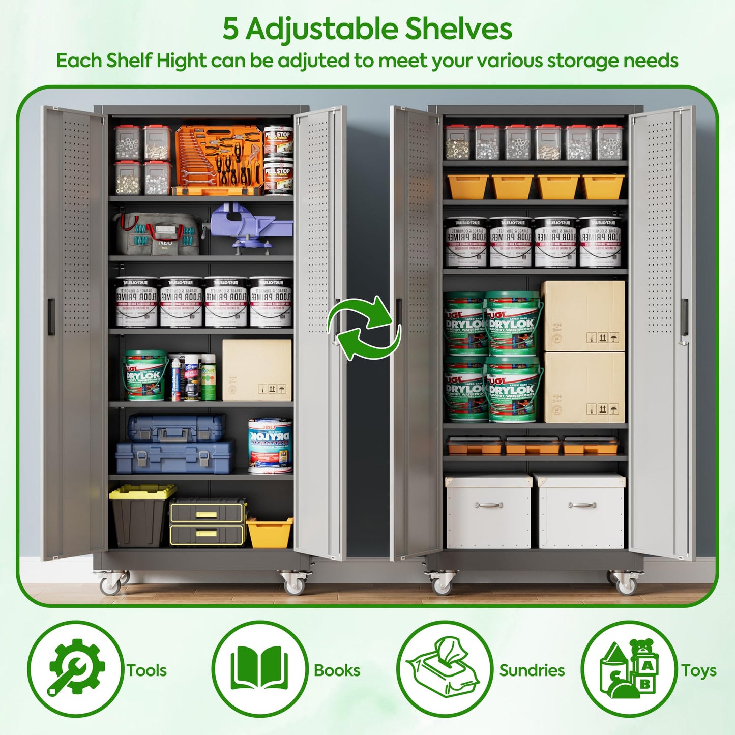 Aobabo Metal Garage Storage Cabinet – Black