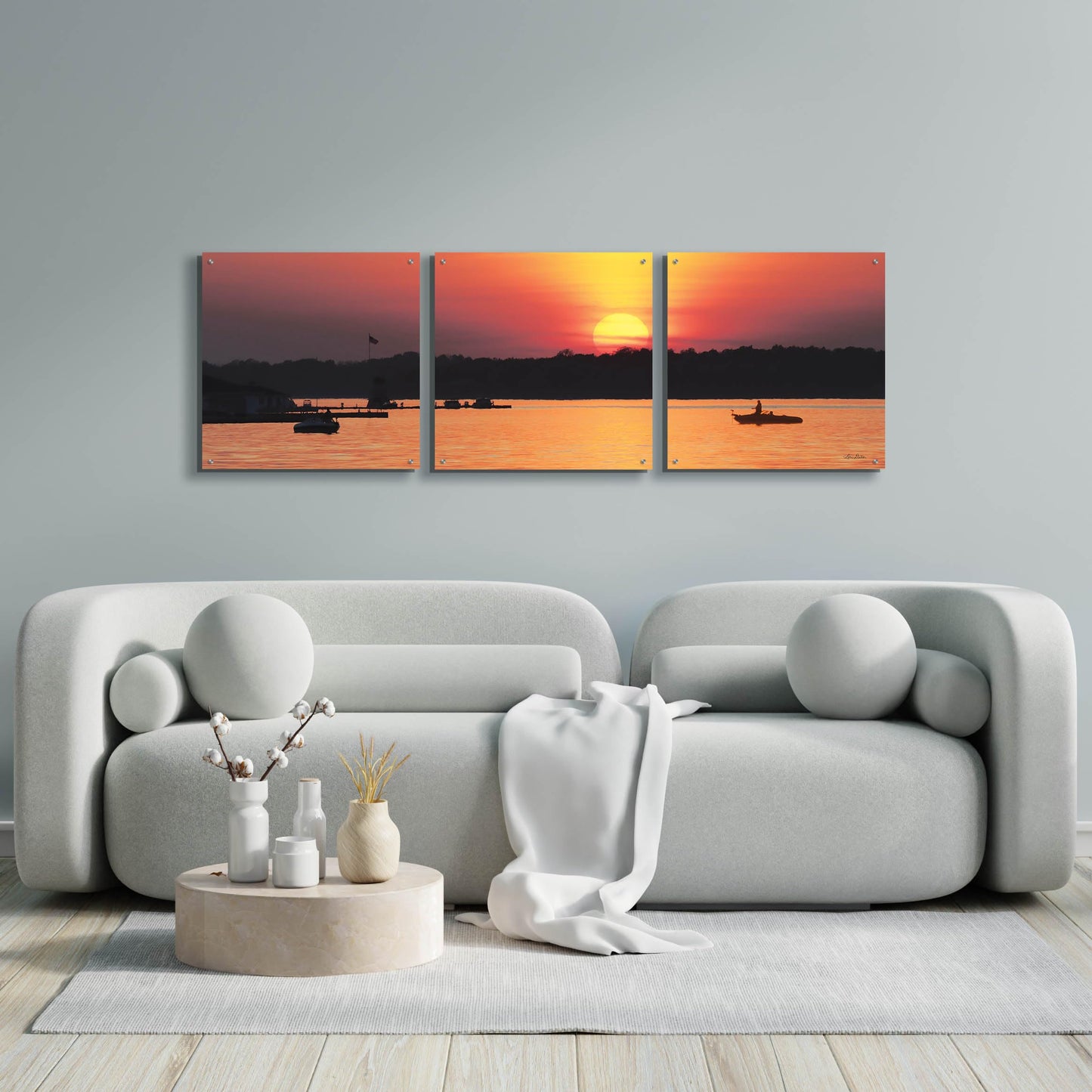 Epic Art 'River Sunset' 3-Piece Wall Art