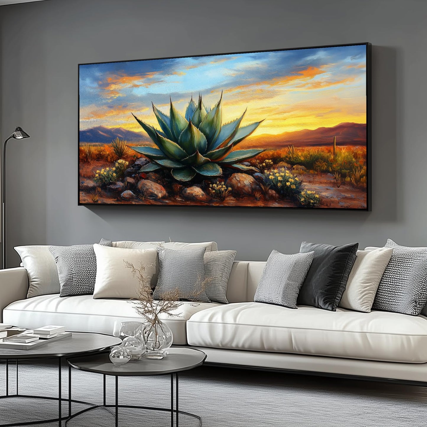 Agave Western Wall Art, 74"x40", Framed