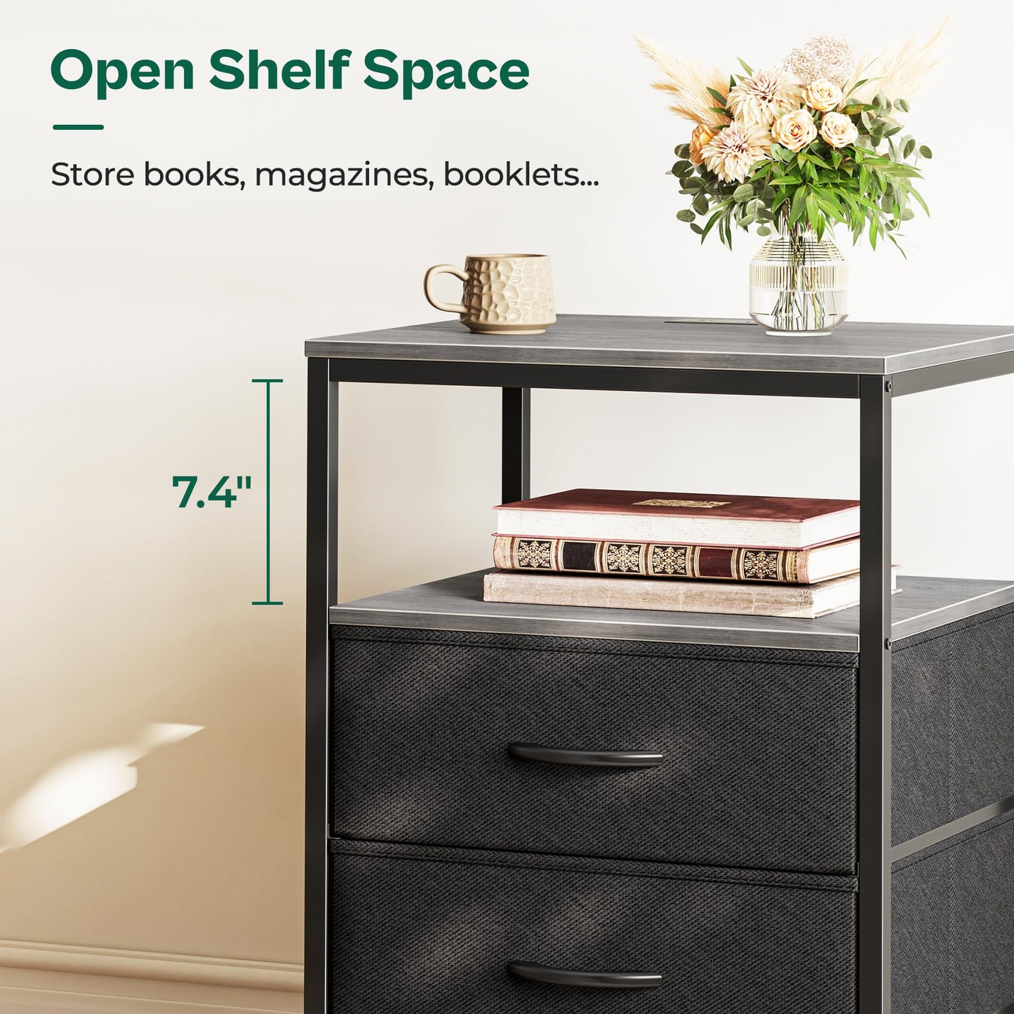 Huuger Nightstand – Rustic Brown/Black