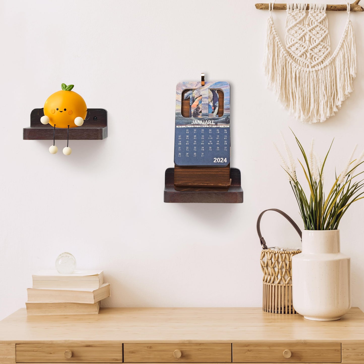 Small Floating Shelves 8-Pack, 4"x4", Rustic White