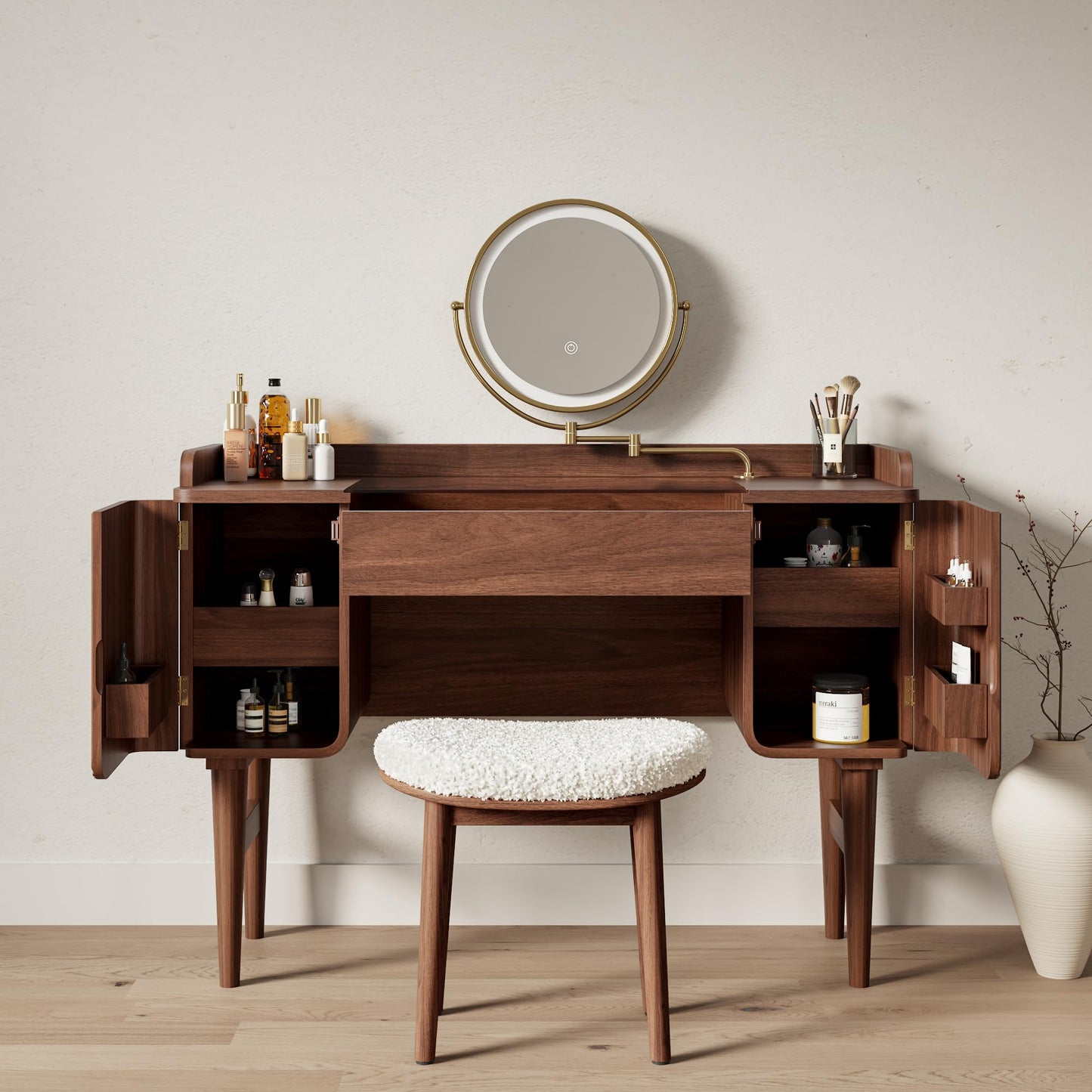 Mid Century LED Makeup Vanity Set 47"