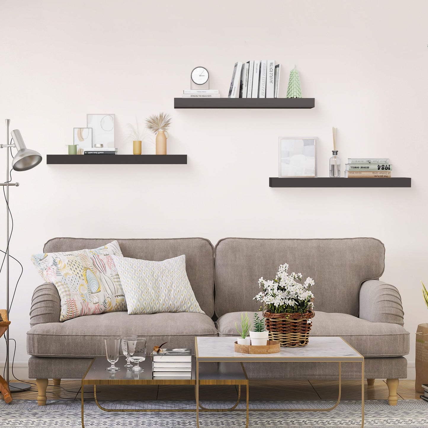 Colima 36" Brown Floating Shelves, 3-Pack