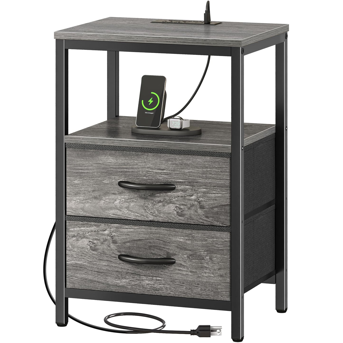 Huuger Nightstand – Rustic Brown/Black