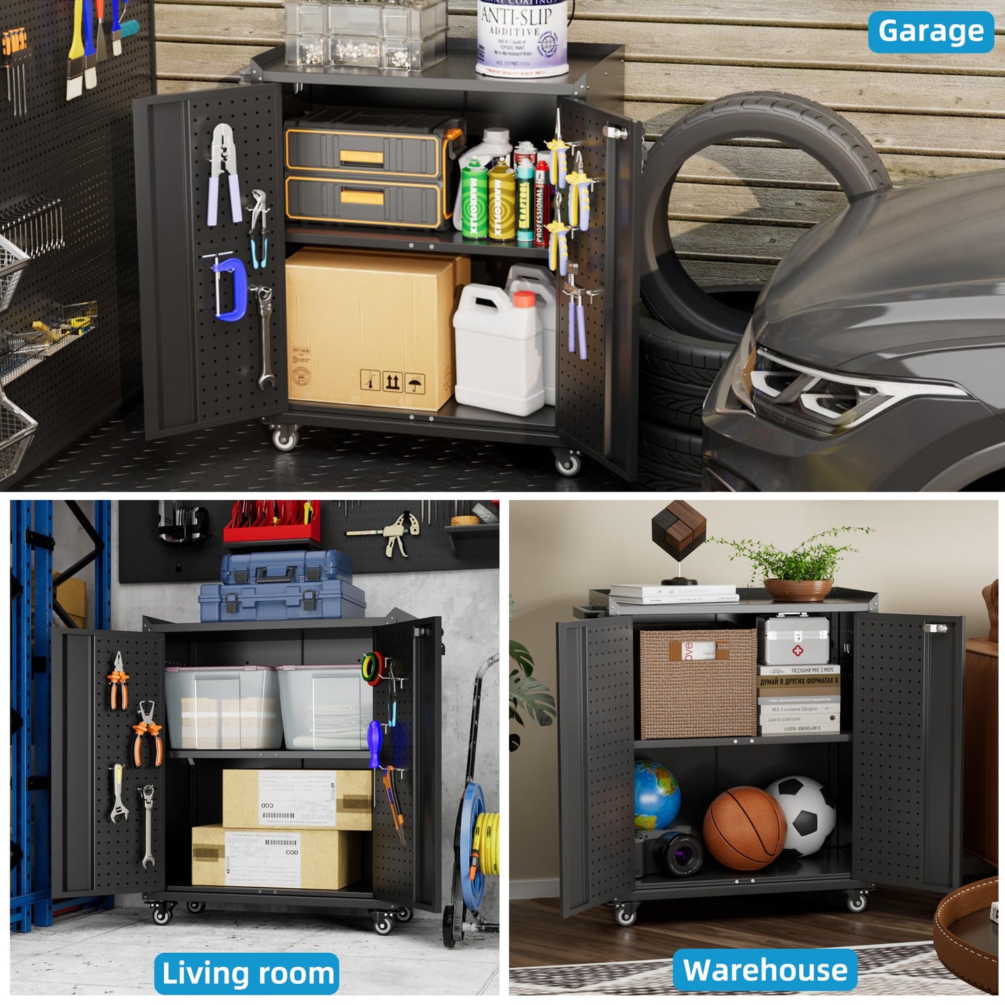 Aobabo Metal Garage Storage Cabinet – Black