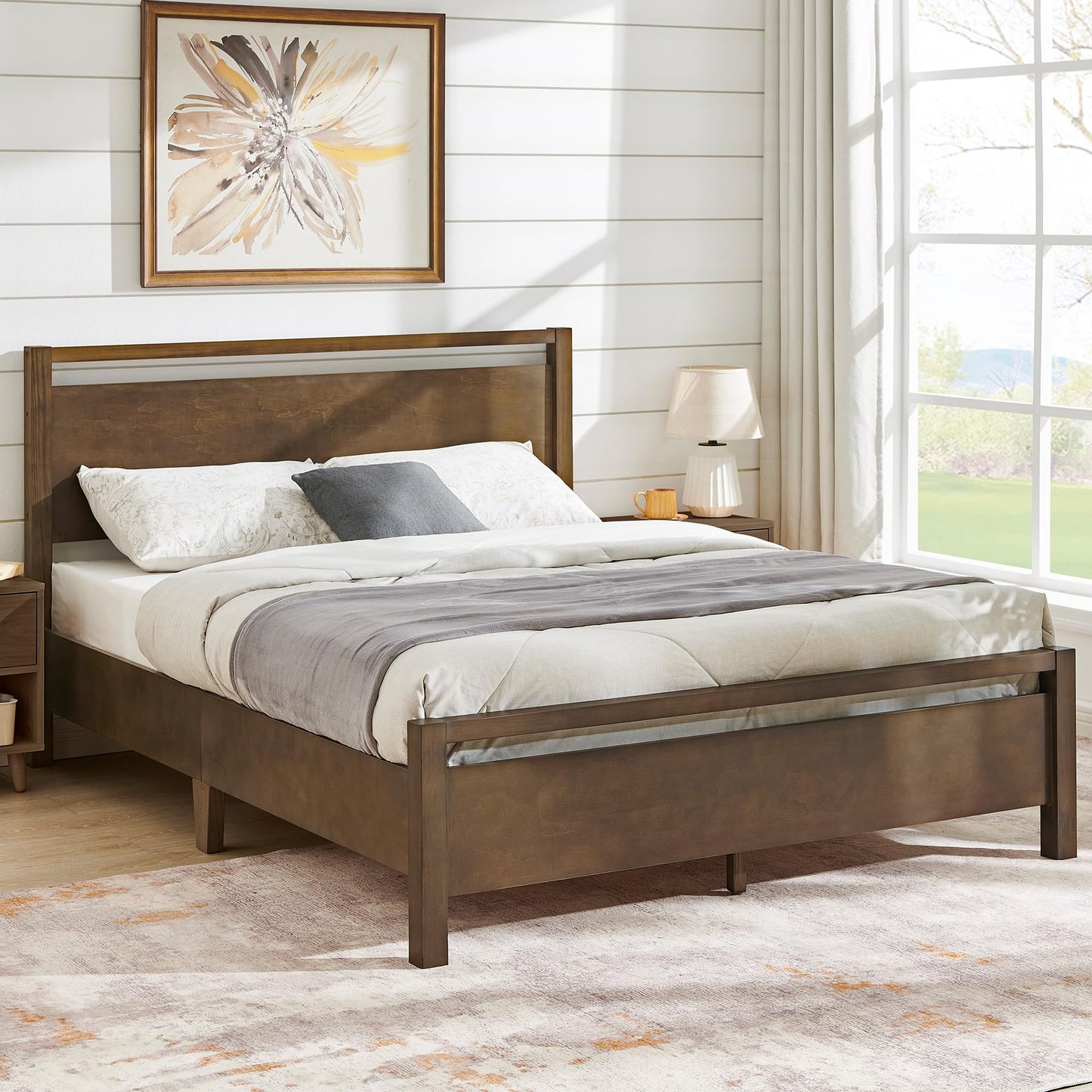 AMERLIFE King Bed Frame – Dark Brown