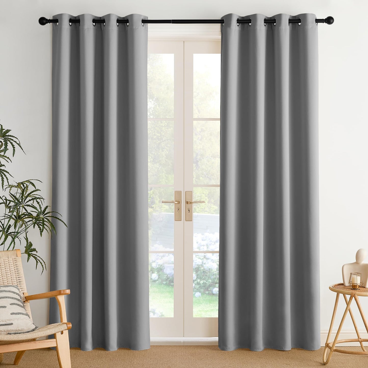 NICETOWN Blackout Curtains – 2 Panels, Grey, 63"