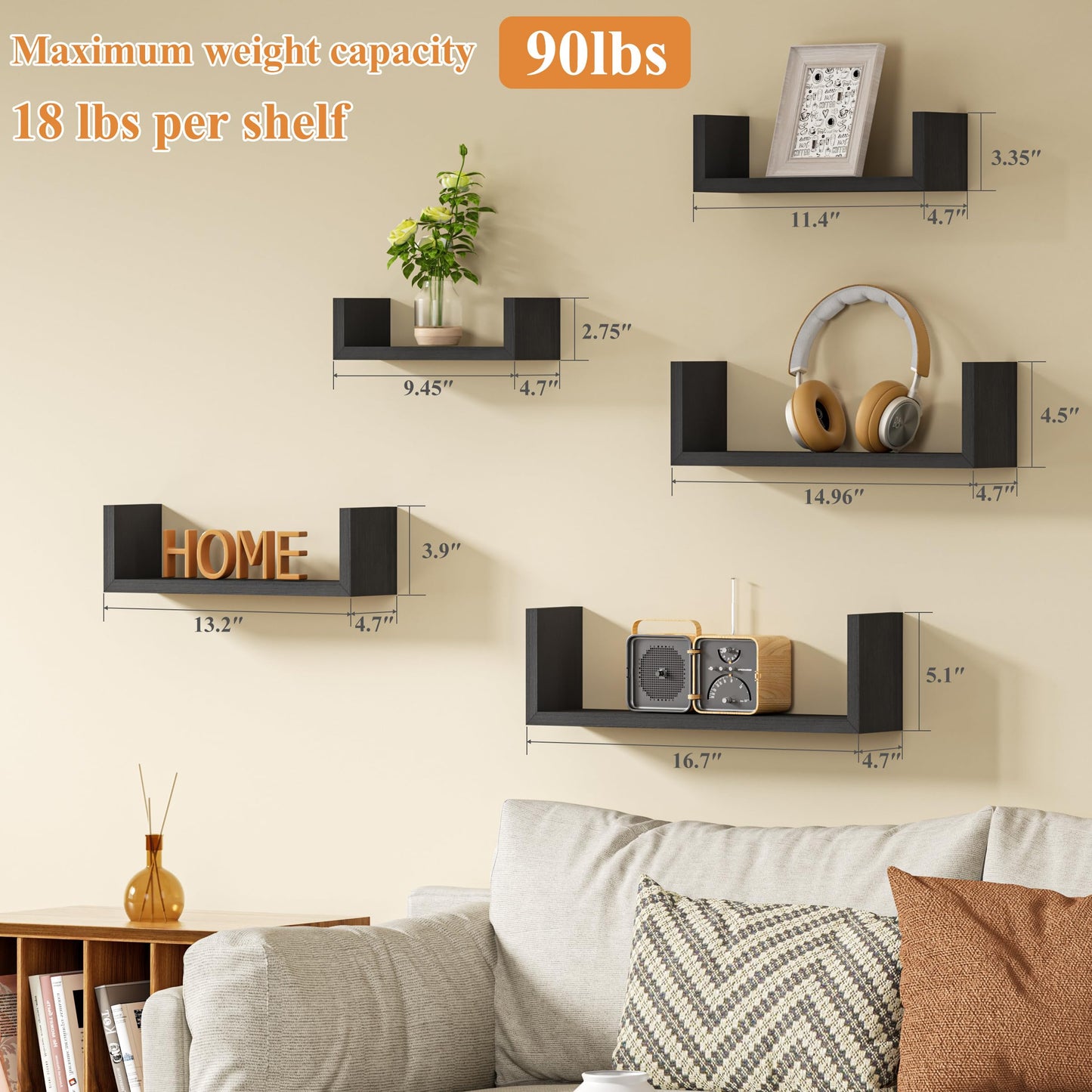 SRIWATANA Floating Shelves 5-Pack