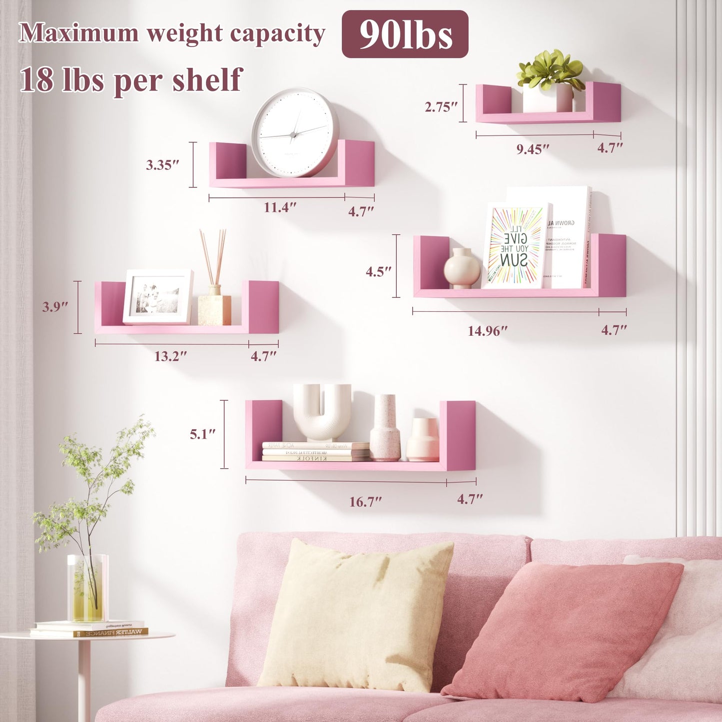 SRIWATANA Floating Shelves 5-Pack