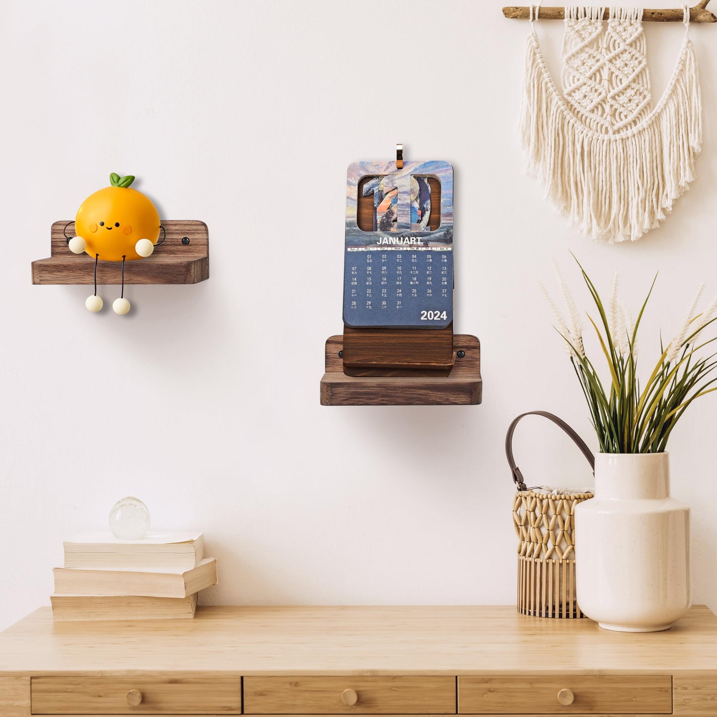 Small Floating Shelves 8-Pack, 4"x4", Rustic White