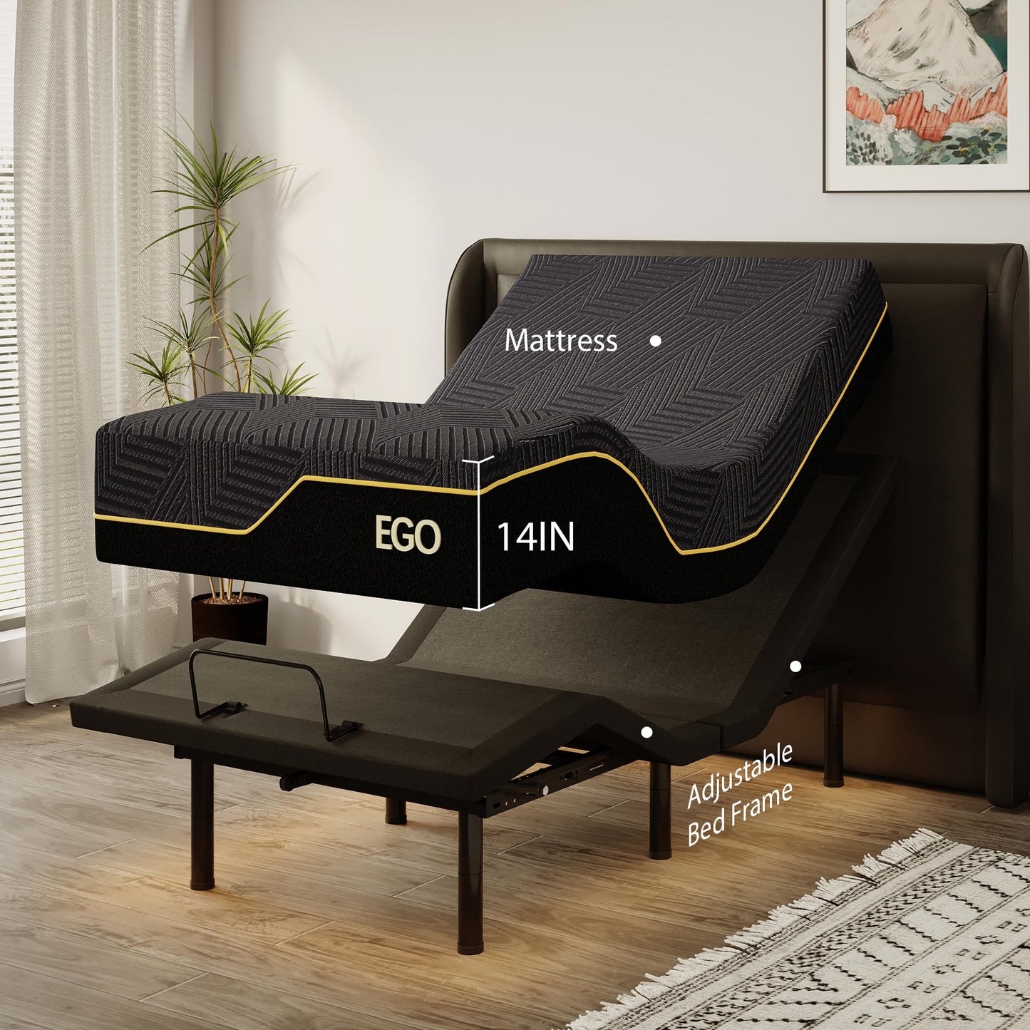 Split King Adjustable Bed with Mattress