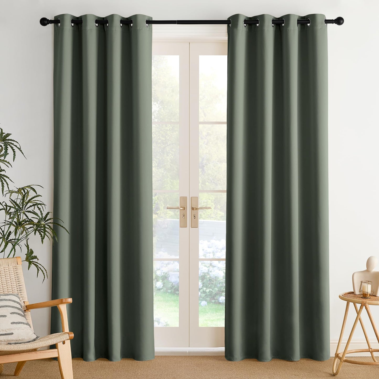 NICETOWN Blackout Curtains – 2 Panels, Grey, 63"