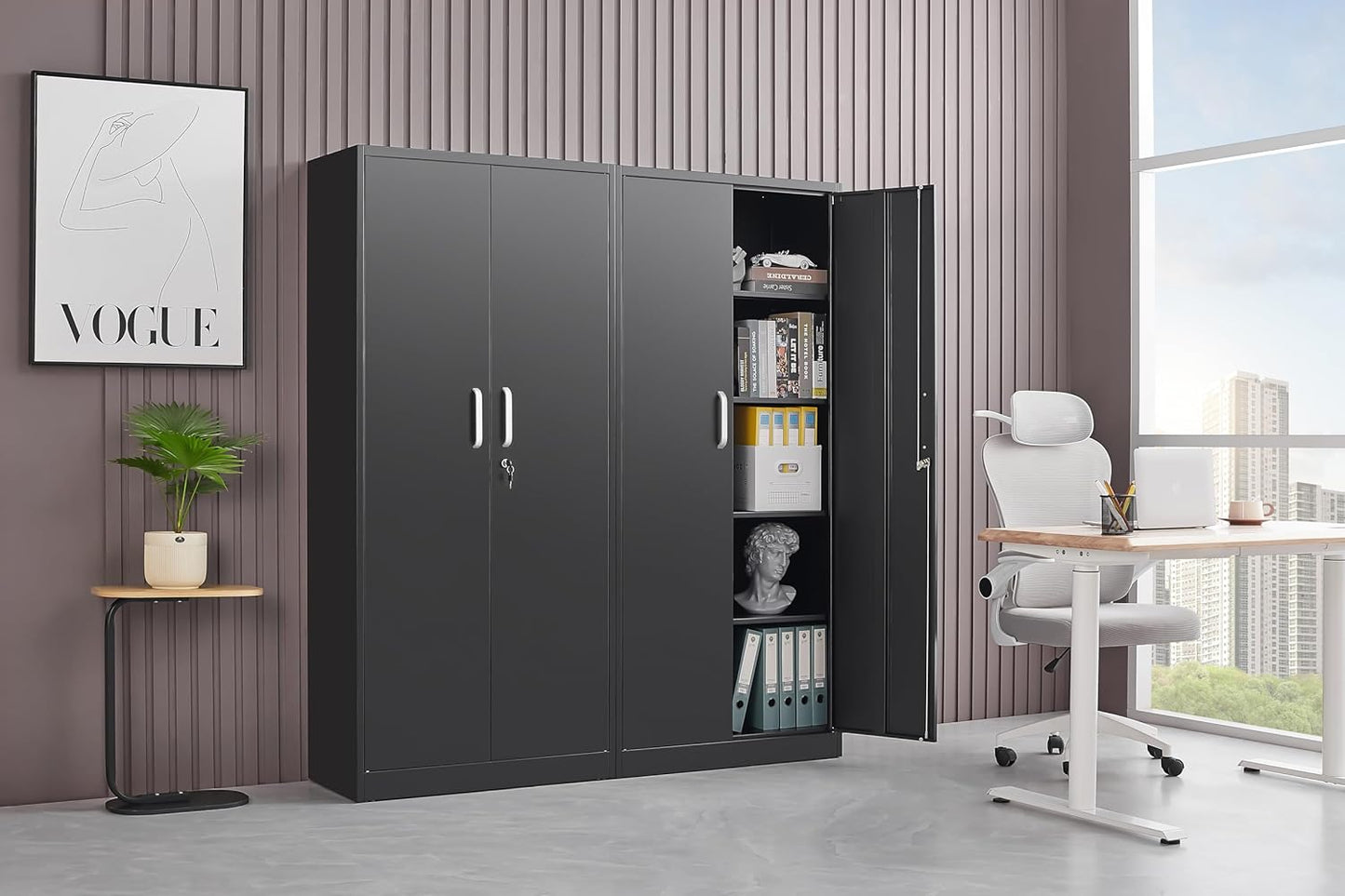Metal Storage Cabinet – Black, 71"
