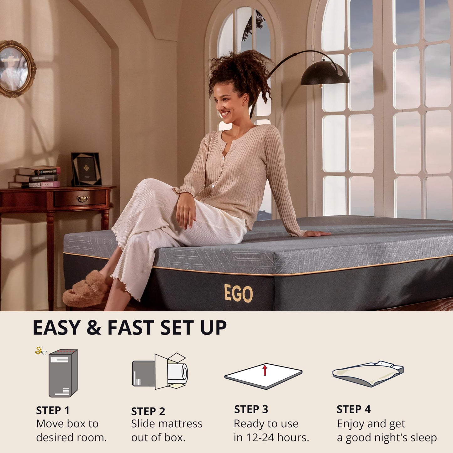 EGOHOME 14" Queen Memory Foam Mattress, Black