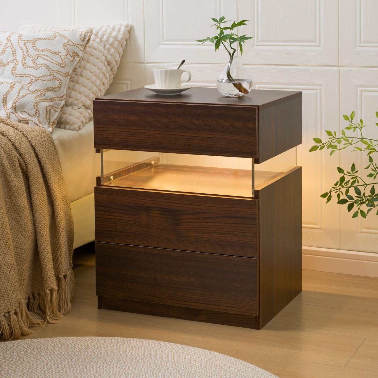 White LED Nightstand Set – 2 Pack