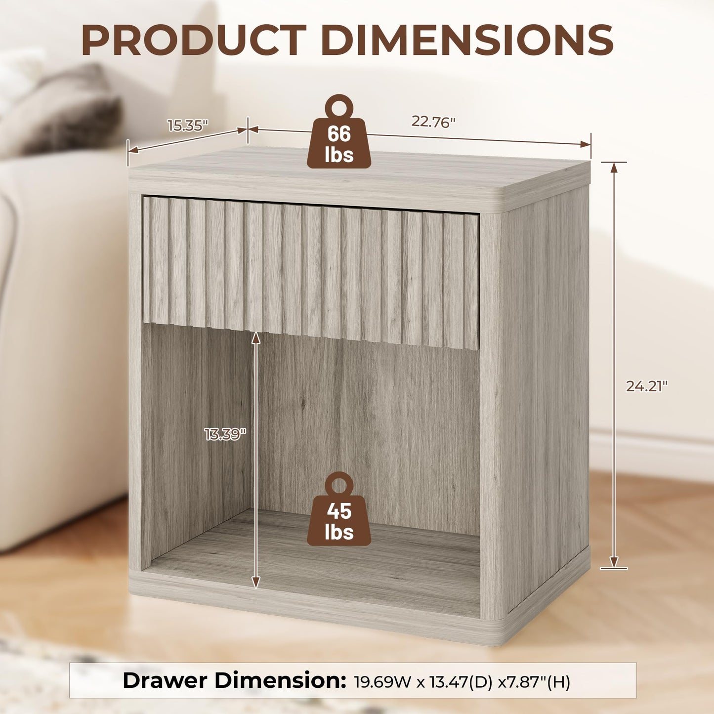 Farmhouse Nightstand – 3 Drawers