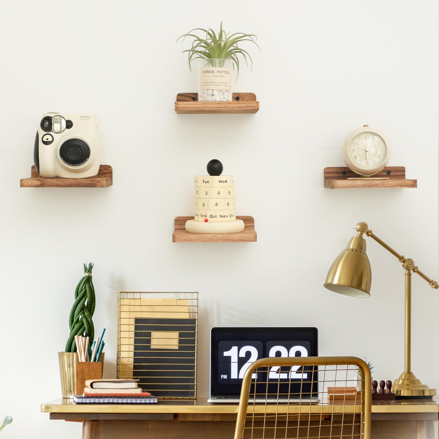 Small Floating Shelves 8-Pack, 4"x4", Rustic White