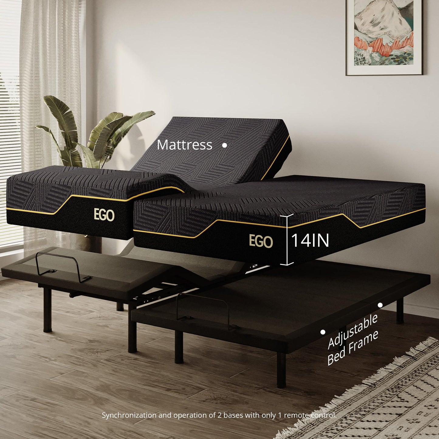 Split King Adjustable Bed with Mattress