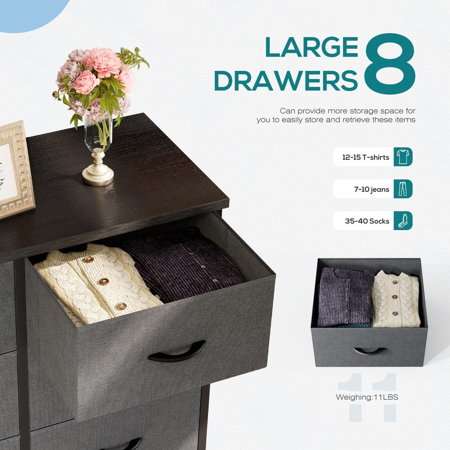 OLIXIS 5-Drawer Dresser, Black