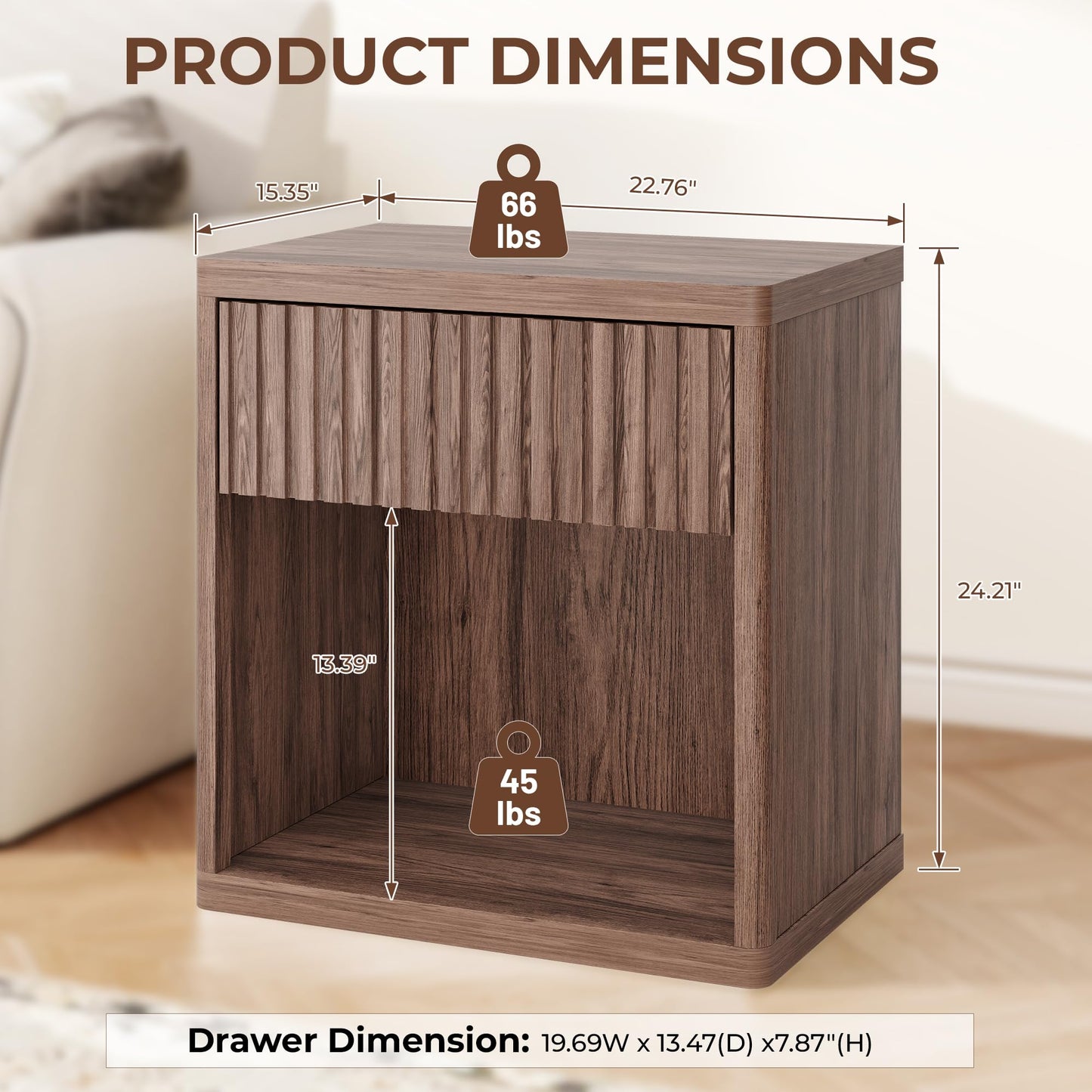 Farmhouse Nightstand – 3 Drawers