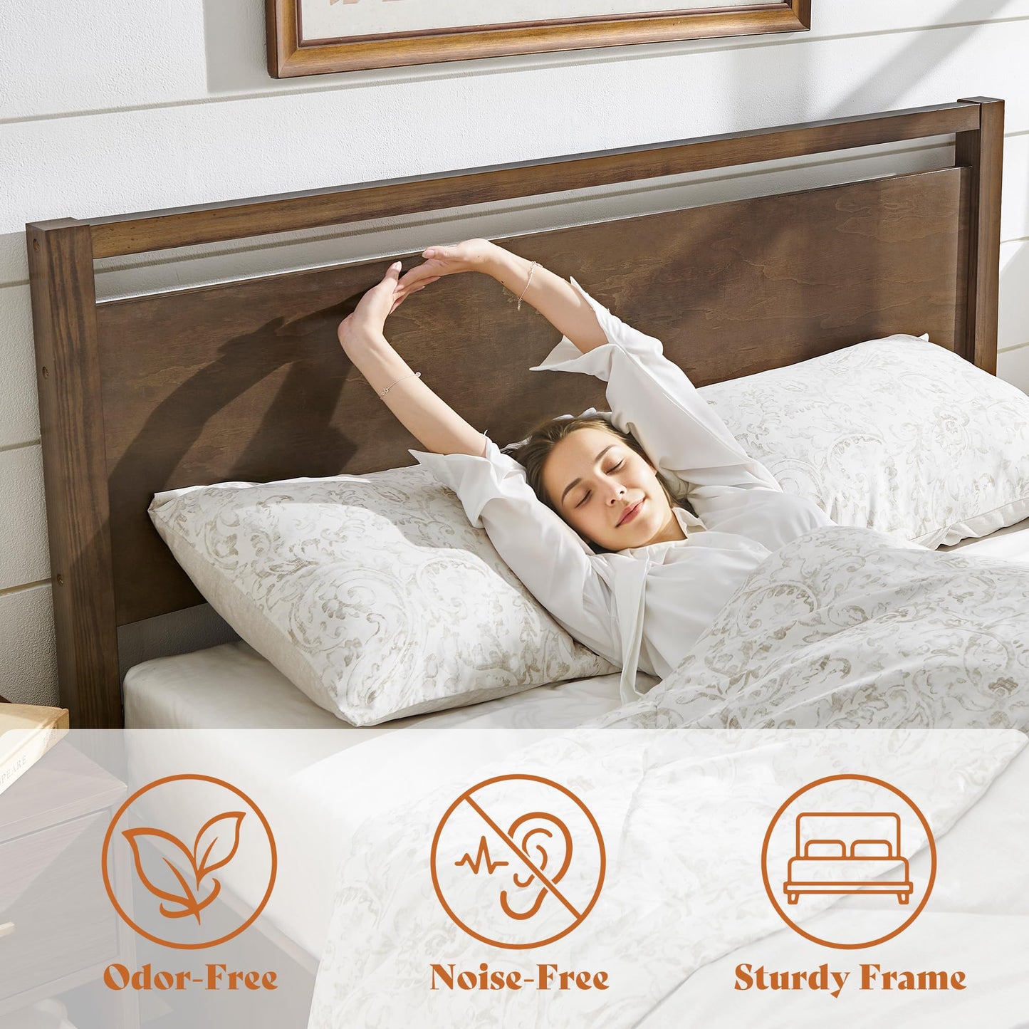 AMERLIFE King Bed Frame – Dark Brown