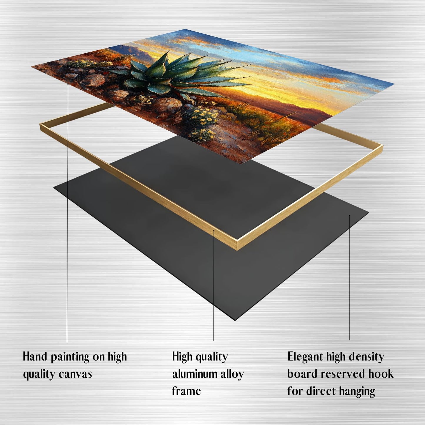 Agave Western Wall Art, 74"x40", Framed