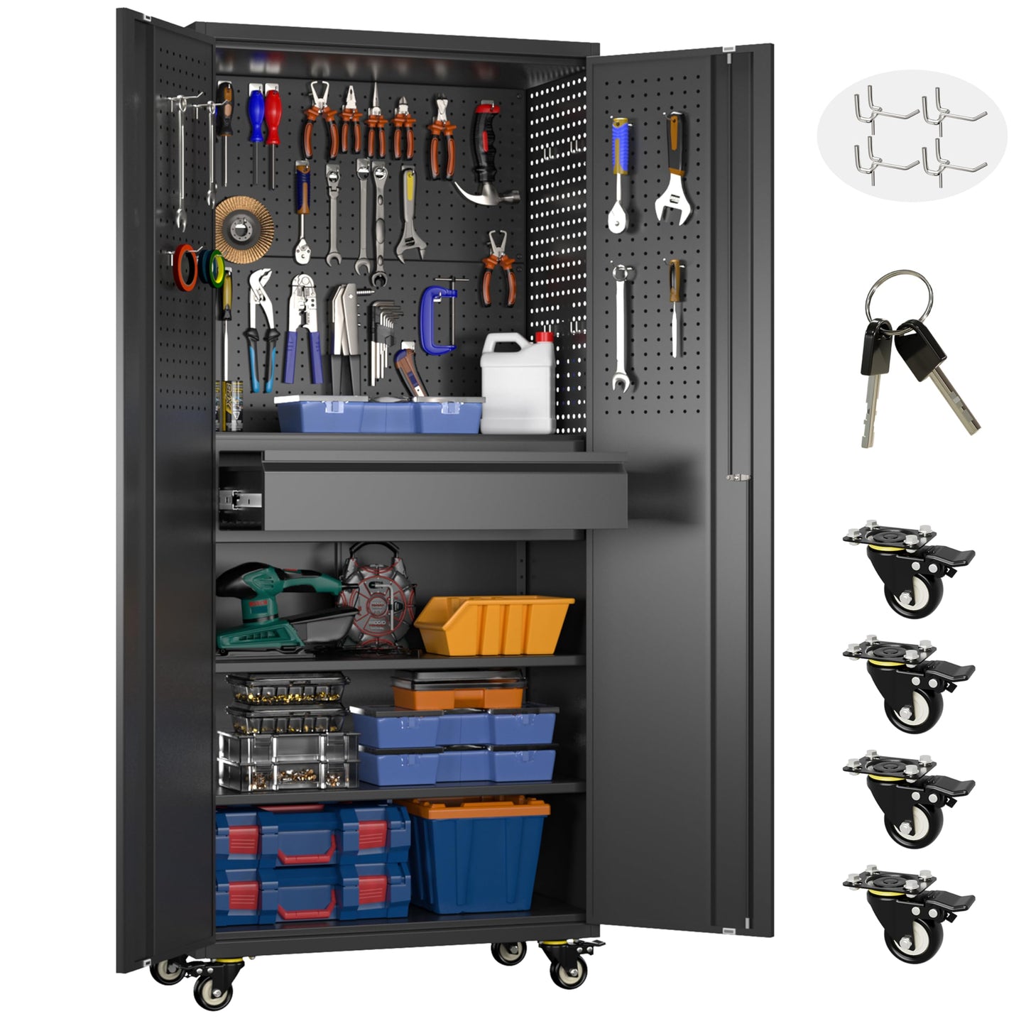 Aobabo Metal Garage Storage Cabinet – Black