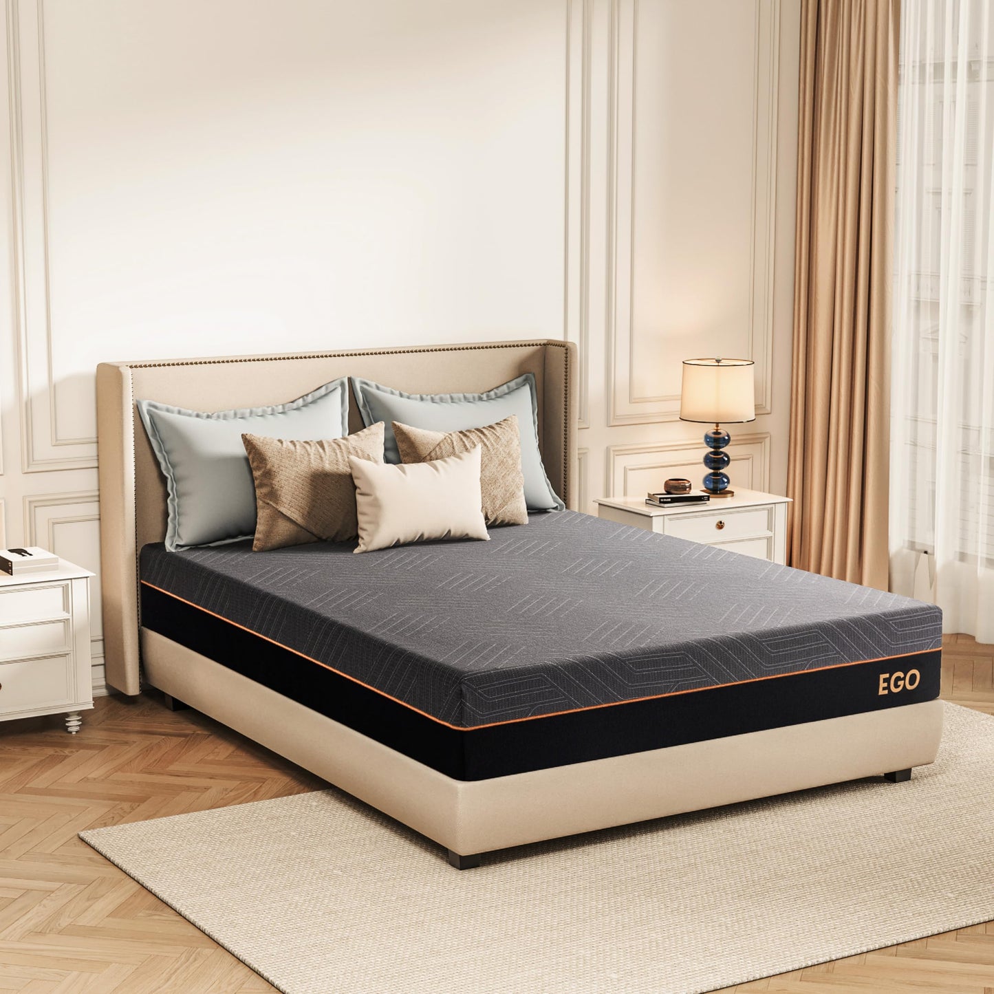 EGOHOME 14" Queen Memory Foam Mattress, Black