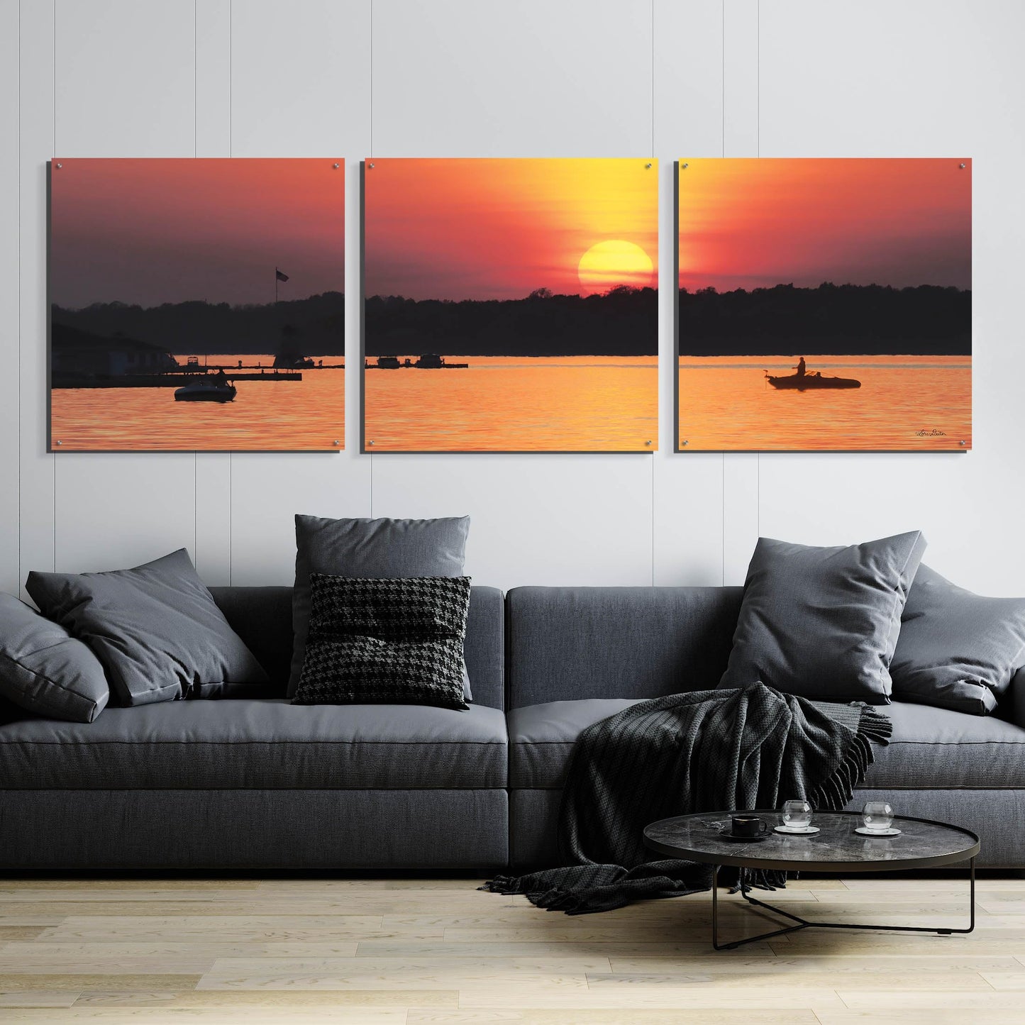 Epic Art 'River Sunset' 3-Piece Wall Art