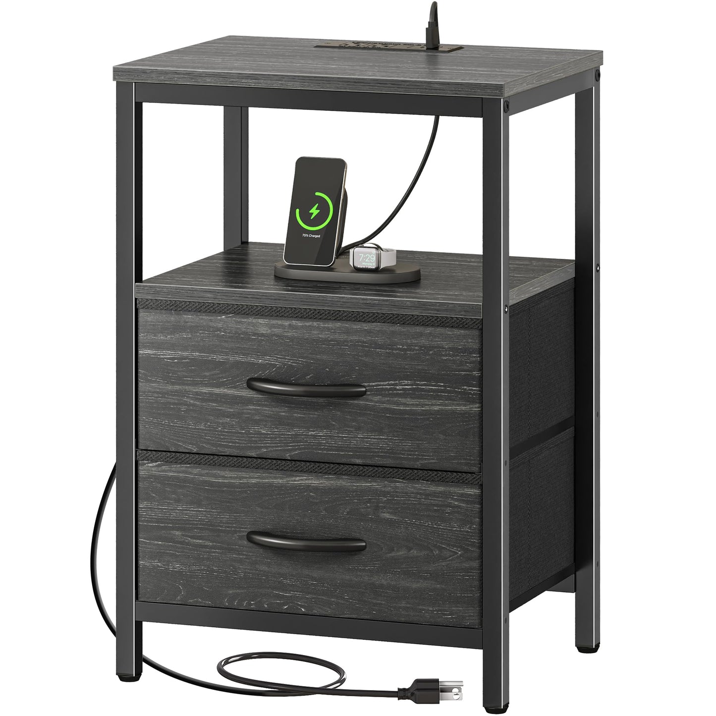 Huuger Nightstand – Rustic Brown/Black