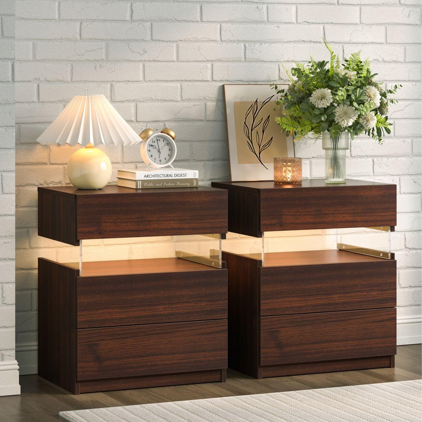 White LED Nightstand Set – 2 Pack