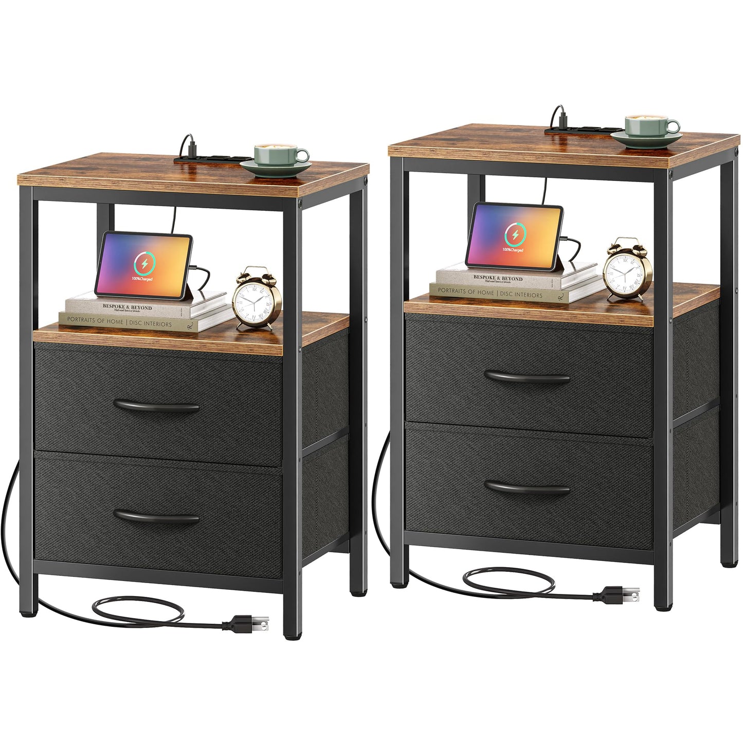 Huuger Nightstand – Rustic Brown/Black