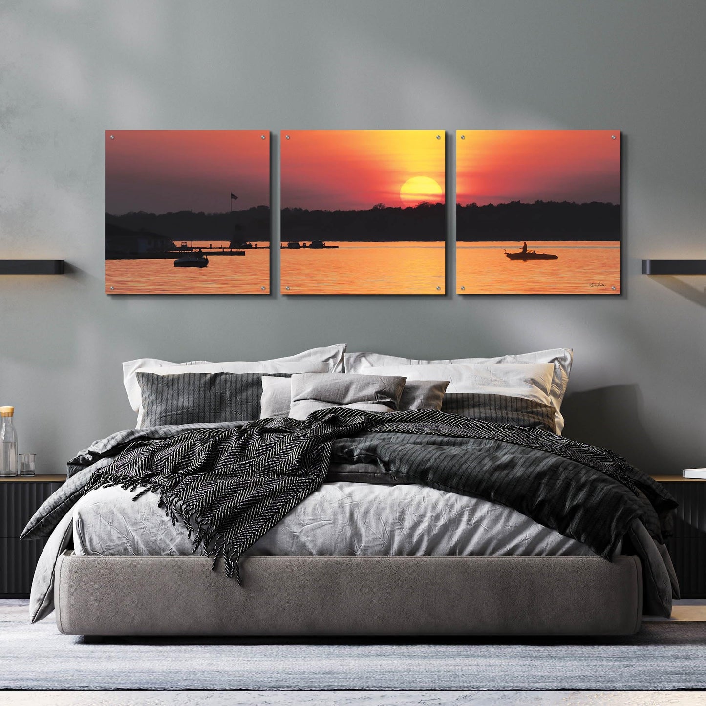 Epic Art 'River Sunset' 3-Piece Wall Art