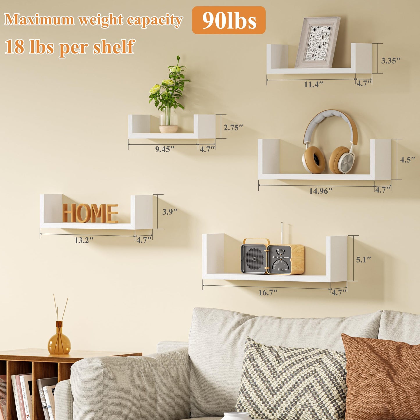 SRIWATANA Floating Shelves 5-Pack