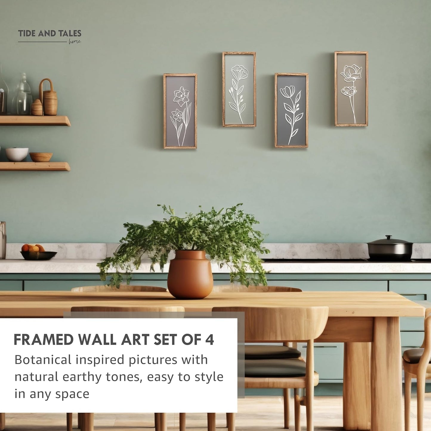 3D Wooden Floral Wall Art Set of 4