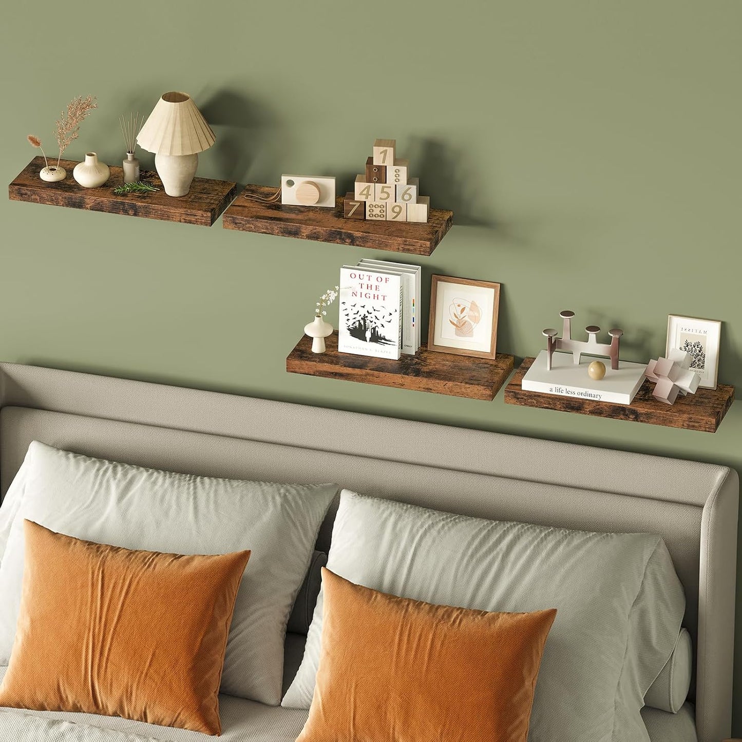 Fixwal 15.8" Rustic Floating Shelves, 4-Pack