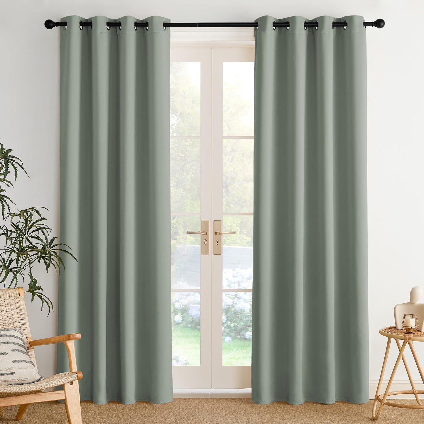 NICETOWN Blackout Curtains – 2 Panels, Grey, 63"