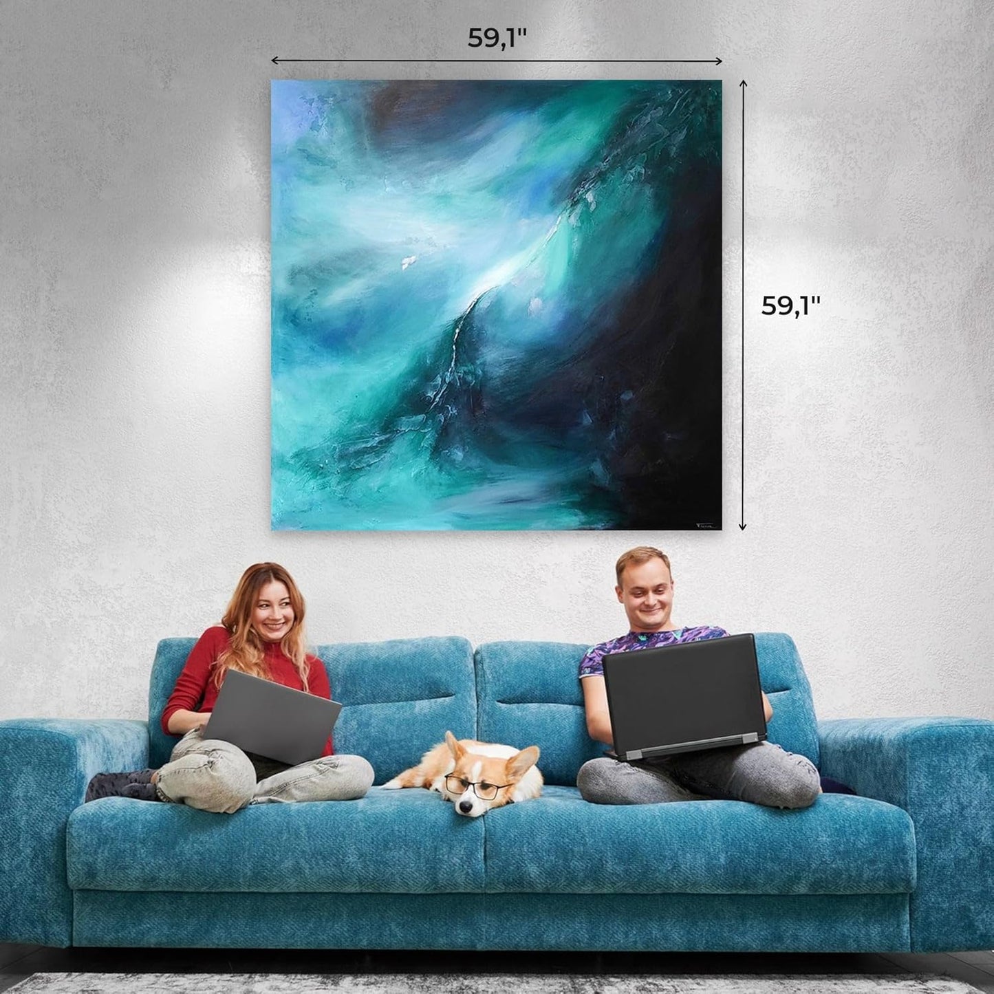 Waves of Inspiration Abstract Oil Painting 59"x59"