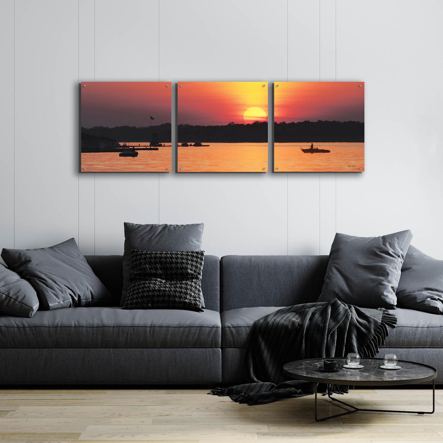 Epic Art 'River Sunset' 3-Piece Wall Art