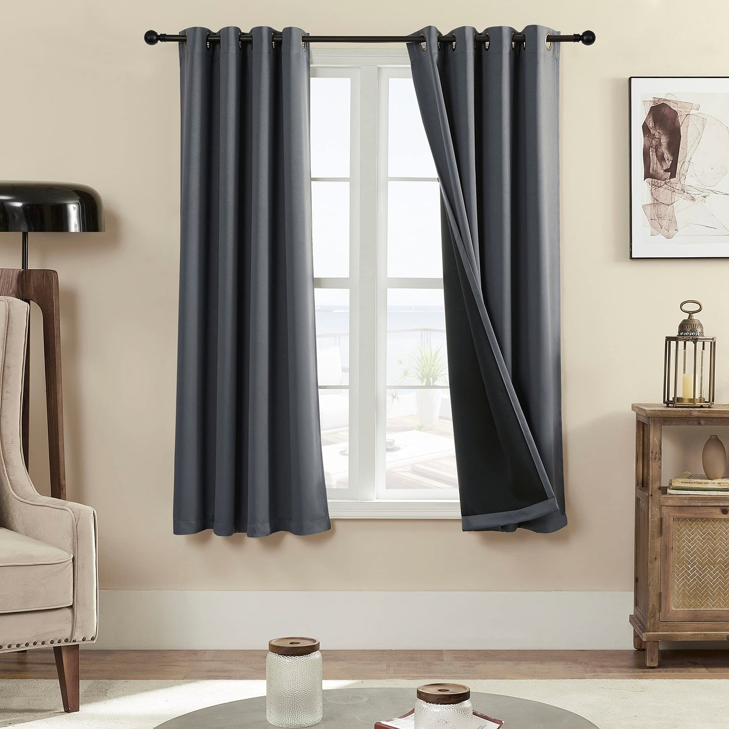 Rutterllow Blackout Curtains – 2 Panels, Dark Grey