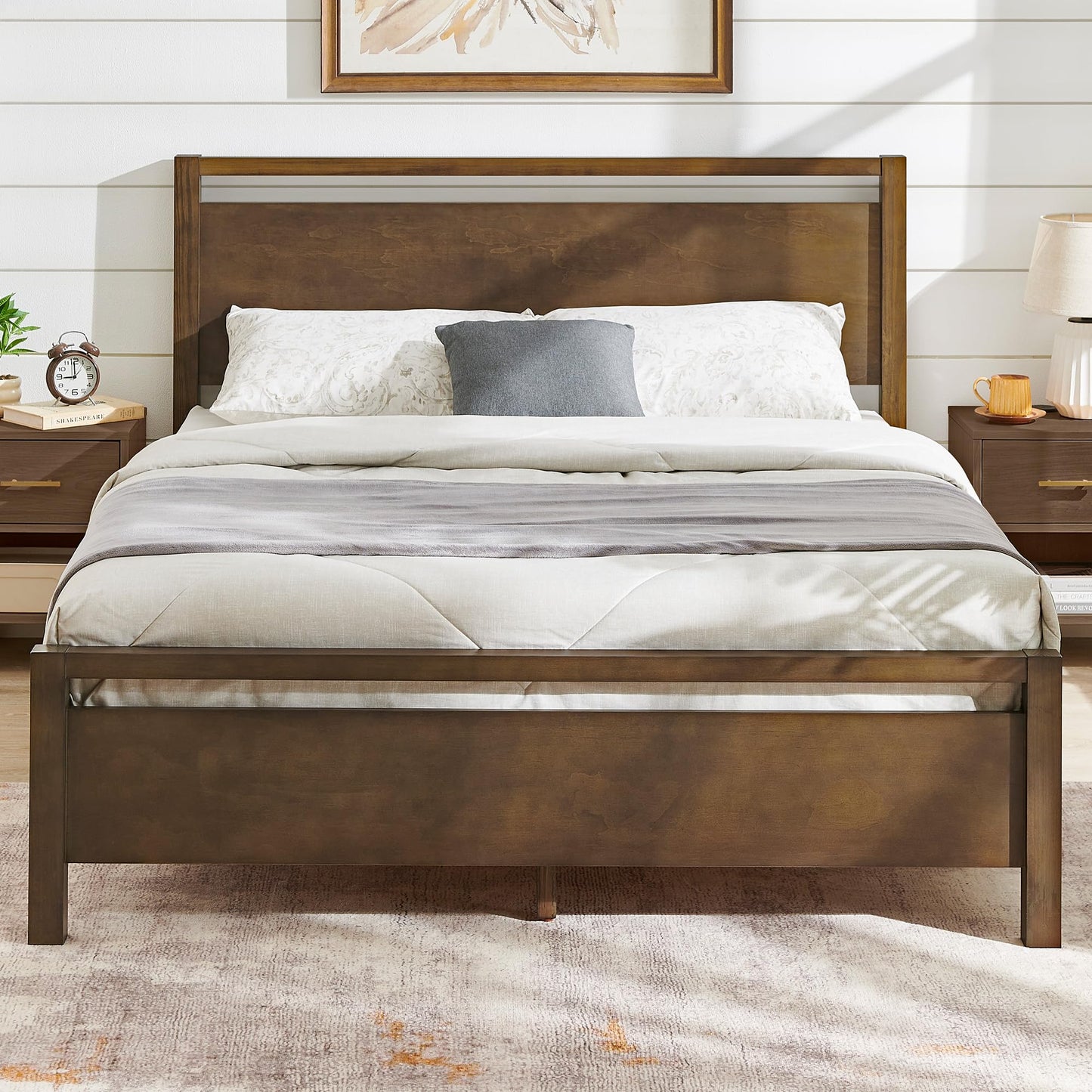 AMERLIFE King Bed Frame – Dark Brown