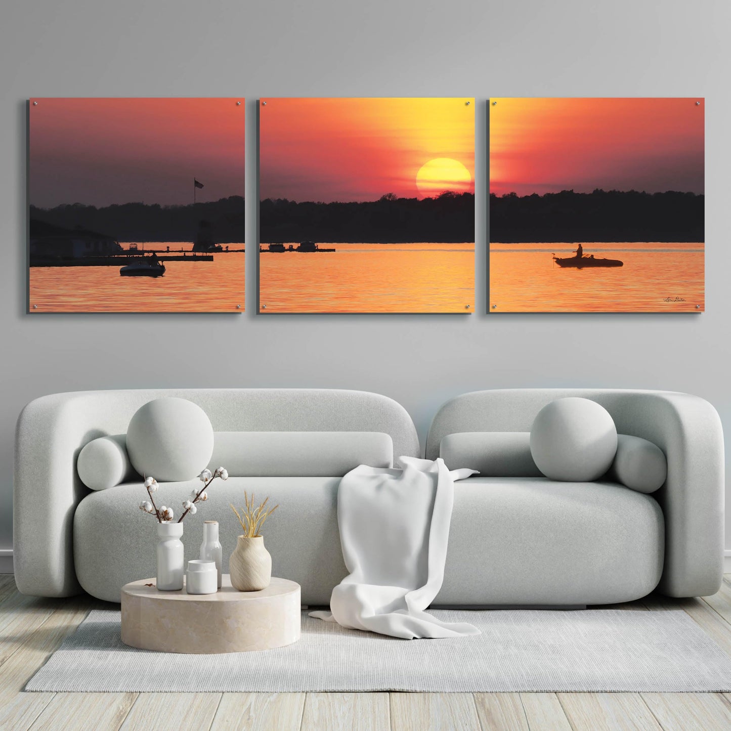 Epic Art 'River Sunset' 3-Piece Wall Art