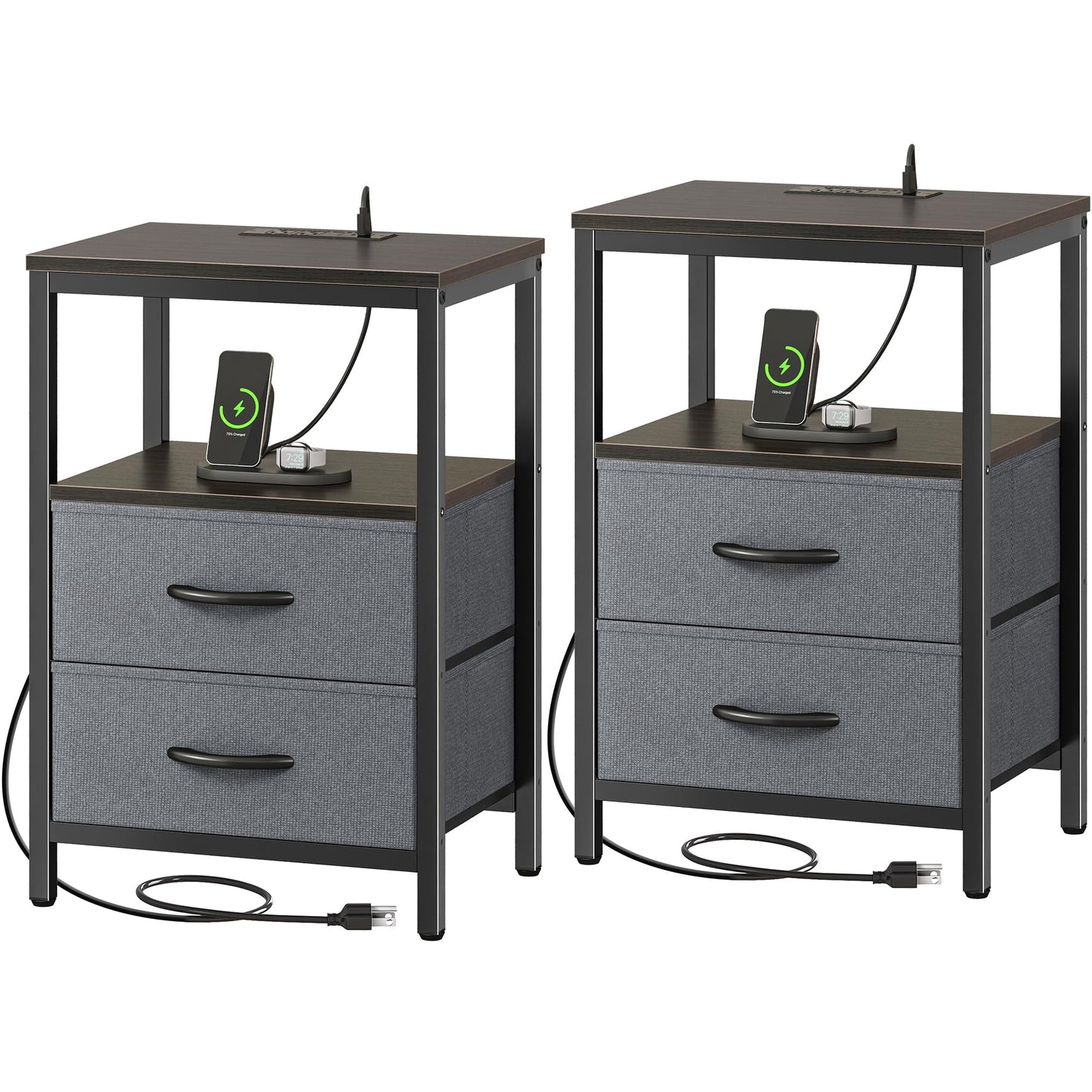 Huuger Nightstand – Rustic Brown/Black