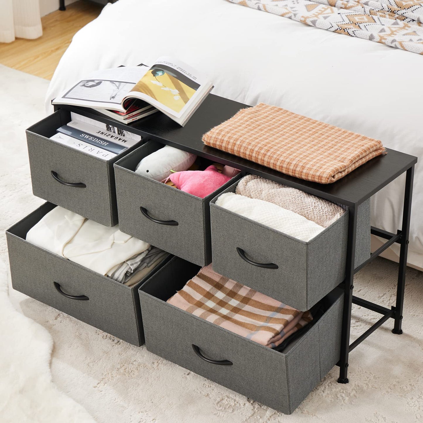 OLIXIS 5-Drawer Dresser, Black