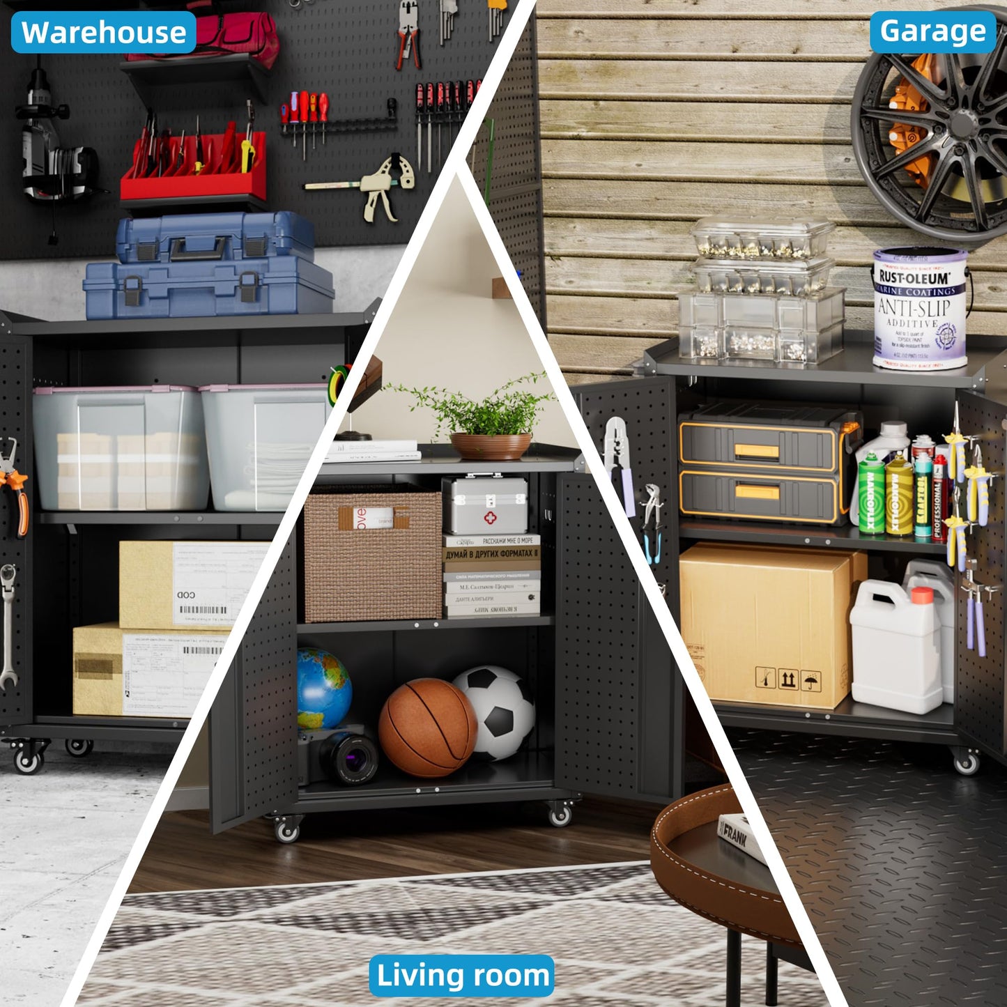 Aobabo Metal Garage Storage Cabinet – Black