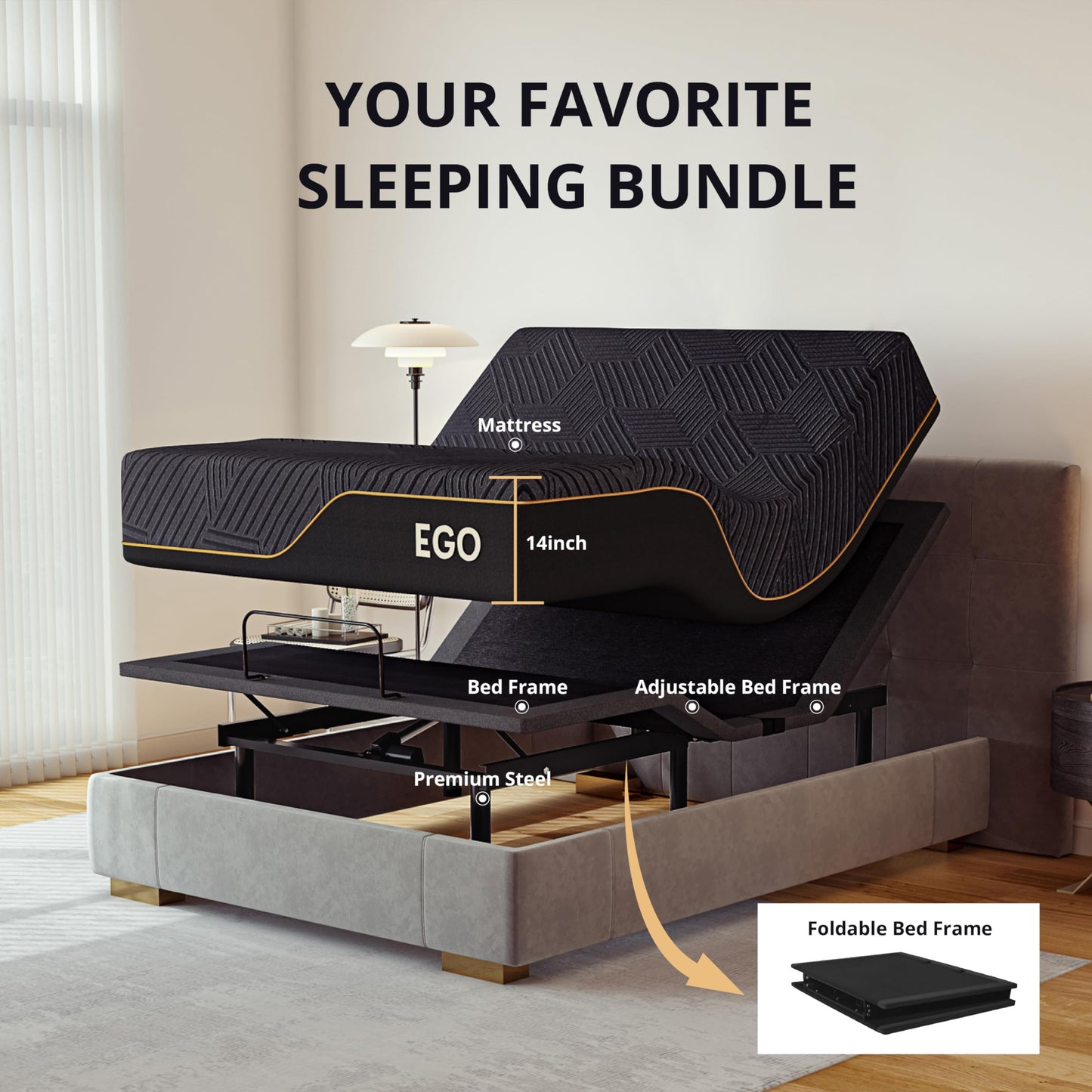 EGOHOME Split King Adjustable Bed