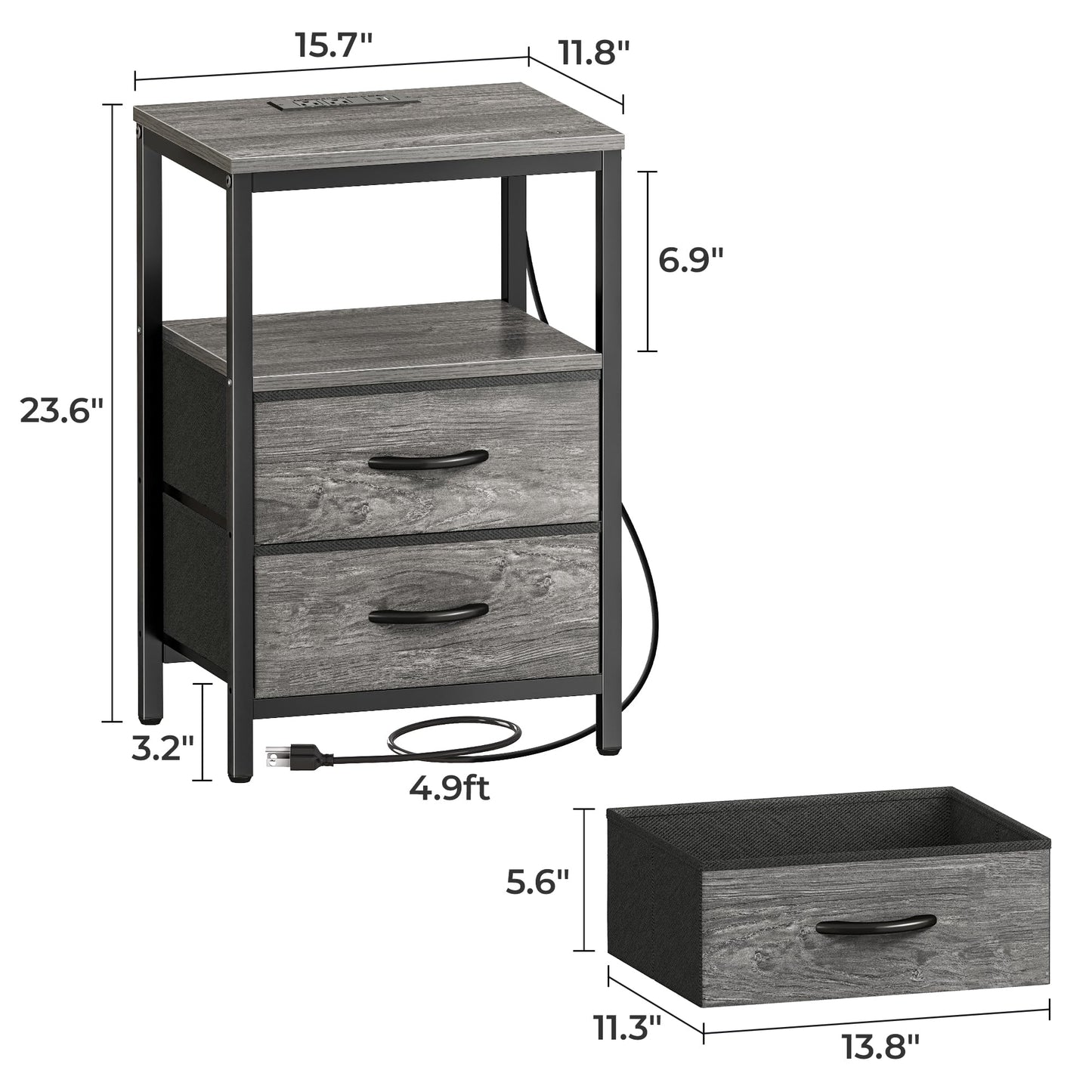 Huuger Nightstand – Rustic Brown/Black